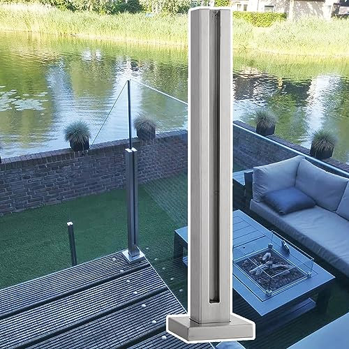 Ringhiera in Vetro Kit Balaustra in Vetro per Piattaforme di Scale, Balaustre per Esterni con Viti e Basi, Vetro Quadrato Ringhiera Spigot Post Pannelli di Vetro Morsetti ( Color : Silver-End Post , S
