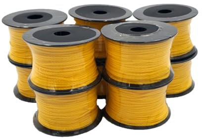 Maurerschnur Polyethylen Ø 2,0 mm Knotenfest Reißfest Belastbar Richtschnur auf Spule Bauschnur Lotschnur Pflasterschnur (Gelb, 10x50m)