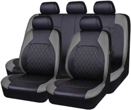 9 Stück Auto Sitzbezüge Sets für Ford Focus/Focus Trend/Business/ST Line/Titanium X/ST 2011-2022, Allwetter Wasserdicht Bequem Sitzbezügesets Sitzkissen Protektoren Zubehör,B/Grey