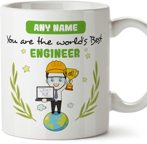 MUGFFINS Tazas Personalizadas para INGENIERO hombre - En Inglés - You are World's Best - 11 oz / 330 ml - Regalo Personalizable original y divertido