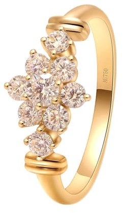 Stfery Gold Ring Echtgold Ring für Damen Rund Geschaffener Diamant Ringe Damen Modeschmuck