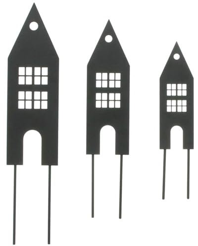 SIDCO Stecker Haus 3 x Dekostecker Häuserzeile Blumenstecker Fensterdeko Topfstecker