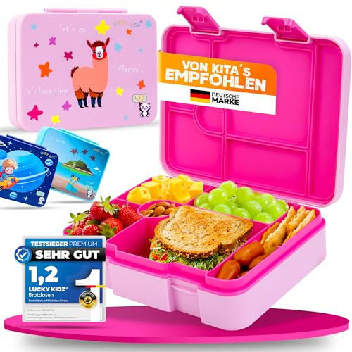 LUCKY KIDZ© Brotdose Kinder mit Fächern, Bento Box, Brotdose mit Fächern, Auslaufsicher & BPA frei, Lunchbox Kinder, Vesperbox, Jausenbox, Brotdosen, Lunch Box, Brotzeitbox, Frühstücksbox, Bentobox