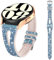 Kamita Bracelet à Paillettes pour Samsung Galaxy Watch 7 6 5 4/Galaxy Watch6 Classic/Watch4 Classic/Galaxy Watch FE, Silicone Bande de Montres avec Diamant Watchband pour Femme et Filles (Bleu Clair)