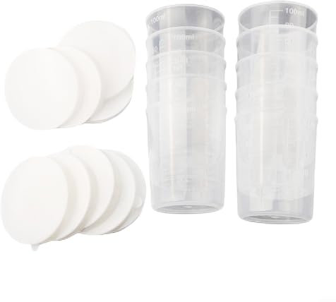 10 tazas medidoras transparentes de 100 ml, plástico, recipientes para muestras