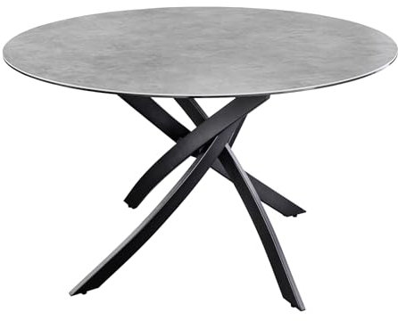 Riess Ambiente Runder Esstisch Alpine - 120cm - anthrazit Keramik schwarzes Metallgestell Esszimmertisch 6 Personen