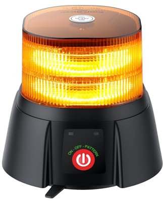 EYPINS Gyrophare sans fil - 12 motifs de flash 72 LED Feu d'avertissement magnétique - 12 V/24 V - Avec câble de charge de voiture - Pour voiture, camion, tracteur, camionnette, E9 IP65-Orange