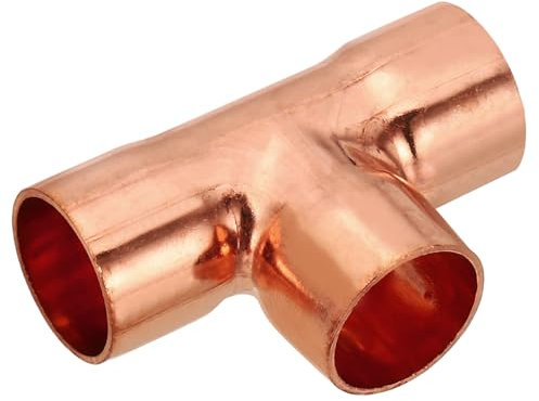 PATIKIL 18mm ID 1mm Spessore Raccordo in Rame a T, 1pz 99,9% Vie Puro Raccordo per Tubo in Rame Connettore Tubo a Raggio Corto con Connessione a Saldare a Caldo