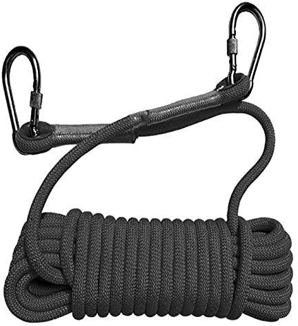 Climbing Rope, 10MM Climbing Rope15M(49ft) 25M(82ft)40M(131ft) 60M(196Ft) Static Rock Climbing Rope With 2 Steel Hooks Rappelling Rope For Outdoor Hiking Safety Escape Rope Rescue Parachute ( Color :
