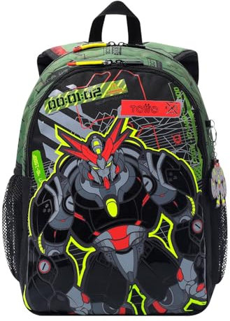 TOTTO - Mochila Infantil, Modelo Argon M, Mochila Mediana, Capacidad 12 L, 2 Compartimentos, 2 Bolsillos para Botella, Organizador Interno, Correas Acolchadas, Resistente y Duradera, Color Verde
