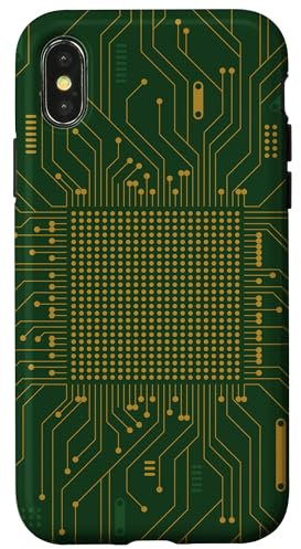 iPhone X/XS Motherboard Microchip Circuit IT Computer Background Green Case