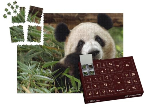 puzzleYOU: Puzzle-Adventskalender | „Großer Panda genießt Seine Bambus-Mahlzeit“ – aus der Puzzle-Kollektion Pandas, Exotische Tiere & Trend-Tiere