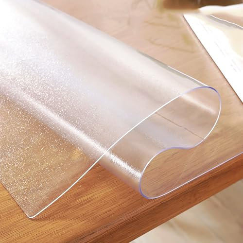 ENGYNC Tischdecke Frosted PVC Tischfolie 2.0 mm mit Abgeschrägte Kante Glasklar Folie Tischschutz Schutzfolie Tisch Schutzfolie für Möbel Tischschutzmatte (90x160cm) für Oberfläche Schützen