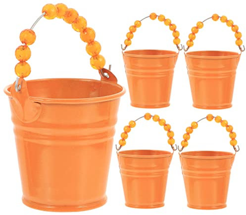 CRILSTYLEO 5pcs Drum Galvanized Bucket Mini Kettle Toy for Rustic Trash Can Mini Toy Container Beach Buckets Halloween Candy Bucket Tinplate Candy Snack Toys Miniature Bucket Orange Iron