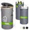 Deposit Bottle Storage Bin Collection with Lid & Handle, 100L Deposit Bottle Container 2 Carrying Bags, Bamboo Bottle Storage Collector Organiser Kitchen Recycling Bin, Empty Bottle Storage Box, Gray