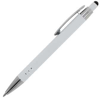 5x Touchpen Kugelschreiber / aus Metall / mit Soft-Touch / Farbe: weiß