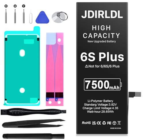 JDIRLDL 7500mAh Akku für iPhone 6S Plus, Ultra-high Capacity 0 Cycle Ersatzakku für iPhone 6S Plus A1634, A1687, A1699 und EIN komplettes professionelles Reparatur Tool Kit
