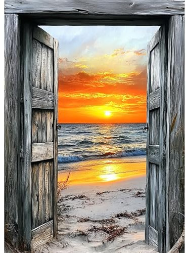 AIRDEA Strand Diamond Painting Erwachsene, DIY 5D Holztür Diamant Painting Bilder, Bastelset Erwachsene Frauen als Haus Wanddeko 30x40 cm