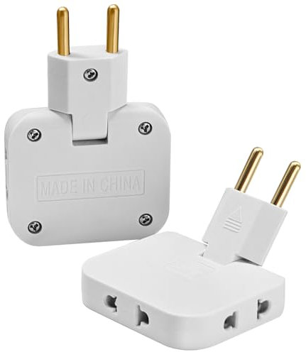 Momowin 2x Flachstecker Mehrfachsteckdose,Flachstecker mit 3 Adapter ,Steckdosenadapter EU-US,Flacher Stecker Steckdose mit 180º Drehbarer Kopf