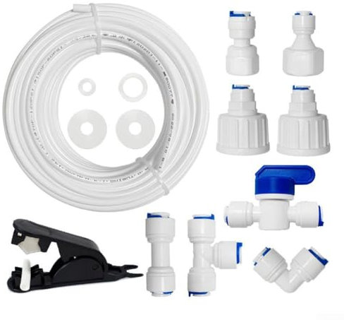 15 Meters Water Supply Pipe Tube with Connector Fittings Set, Fridge Freezer Water Filter Plumbing Kit, Fridge Water Pipe Connector, For Fridge Refrigerator