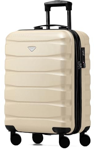 Flight Knight Leichte 4-Rad-ABS-Hartschalenkoffer Handgepack, zugelassen fur uber 60 Fluggesellschaften, einschließlich easyJet, Jet2 und maximale Große fur Ryanair (Priority) 55 x 40 x 20 cm