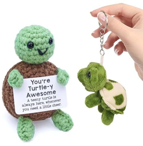 Glücksbringer Schildkröte Pocket Hug Geschenk and Schlüsselanhänger Schildkröte, Schildkröte Kuscheltier, Mini Schildkröten, Gehäkelte Kuscheltiere, Seelentröster Geschenke, Schildkröte Anhänger