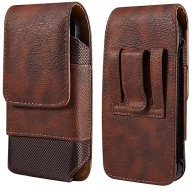 Borsa da Cintura Pelle per Cellulare Uomo, Sacchetto Clip Cintura per Telefono Nero, Verticale Custodia Clip da Cintura per Carte Cellulare Borsello Telefono Pochette Portafoglio Borsa con Portacarte