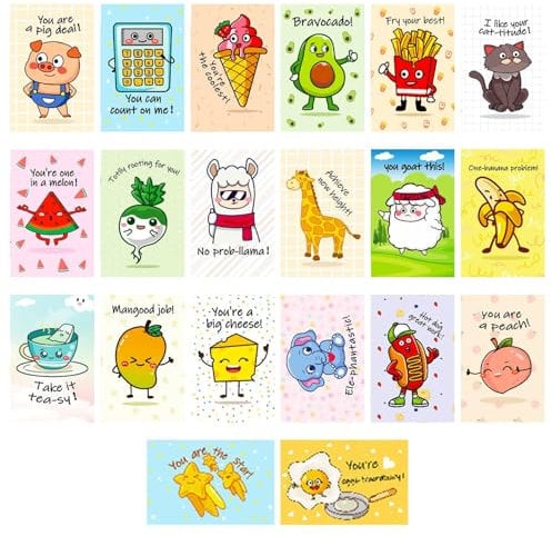 Generisch Cartoon Postcards Für Kinder - 20X Lustige Postkarten mit Cartoon-Motiven | Lustige Niedliche Designs Für Familien, Mädchen, Schüler & Lehrer