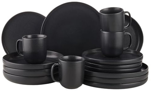 BUTLERS Geschirrset 4 Personen Tellerset CASA NOVA Steinzeug Geschirr Set 16-tlg. Kombiservice | Tassen Kuchenteller Speiseteller Pastateller | reaktive Glasur, Mikrowellen- & spülmaschinenfest