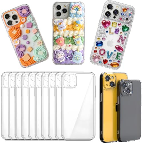 stino DIY Phone Junk Case for iPhone 13, 10 Pack Clear Cases, Crystal Transparent Junk Case Supplies (for iPhone 13)