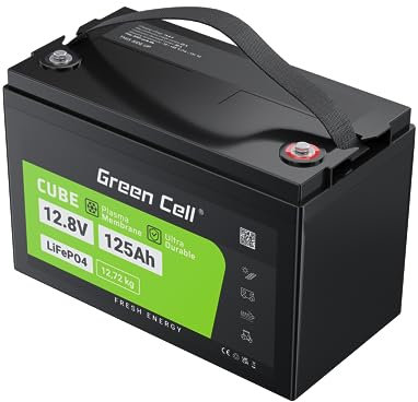 Green Cell CUBE LiFePO4 Akku 125Ah 12.8V – Lithium-Eisenphosphat-Batterie für Wohnmobile, Boote, Solaranlagen, Off-Grid-Systeme, mit BMS, leicht & sicher