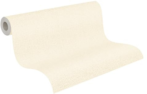 Livingwalls CosmoLiving Non-Woven Wallpaper in Cream, Green – 10,05 x 0,53 m Solid Colour Wallpaper by Cosmopolitan – 790651