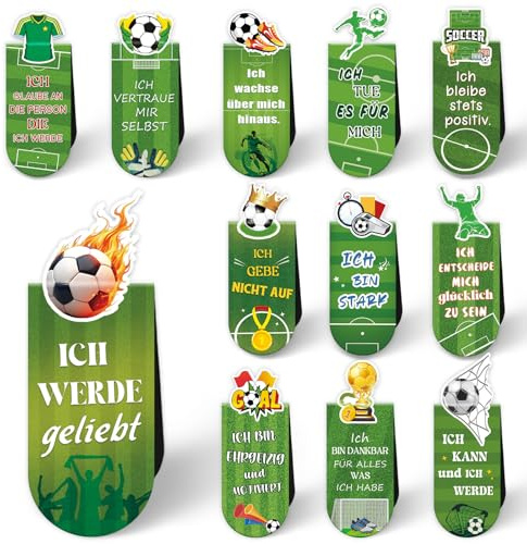 Magnetische Lesezeichen Kinder Junge, Mutmacher Geschenk Einschulung Junge Ideen Füllung Schultüte, Fußball Geschenke für Jungs, Kindergeburtstag Mitgebsel, Kleine Geschenke für Jungen Fußballfans