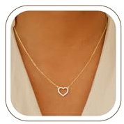 Turandoss Halskette Damen Gold, Klein Kette Herz Gold Damen Mädchen | Exquisit Herzkette Damen Goldkette Halskette mit Herz Anhänger Herz Kette Gold Schmuck Geschenk für Frauen Freundin Mädchen