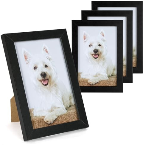 AOOTE Kleine Bilderrahmen,4 Stück Fotorahmen mit Drehverschluss Rückwand 10x15cm, Druckbare,Bilderrahmen mit hochwertiges Acrylglas für Wandbehänge oder Tischdekoration(Schwarz)