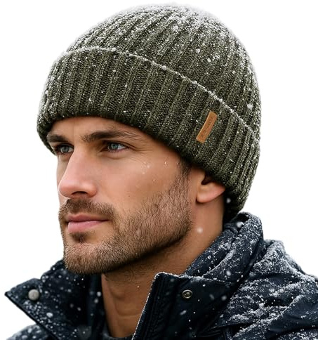 TOP-EX DryKnit™ wasserdichte L/XL/XXL Winter Strickmütze Herren Damen Fleece Gefüttert Thermo Warm Watch Cap Skull Cap Kaltes Wetter