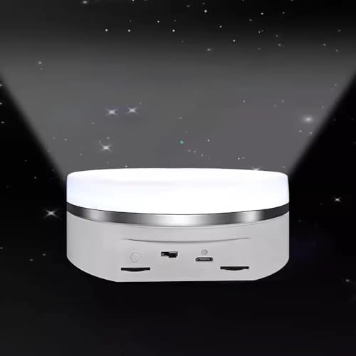Toplionace Elektrischer Drehteller mit 7-Farbiger LED-Beleuchtung, Ideal für Produktfotografie und Live-Streaming, Max. Traglast 5 Kg