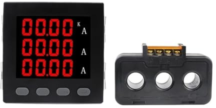 CWCKDJDH Amperometro LED trifase 96 x 96 mm con display digitale con trasformatore di corrente