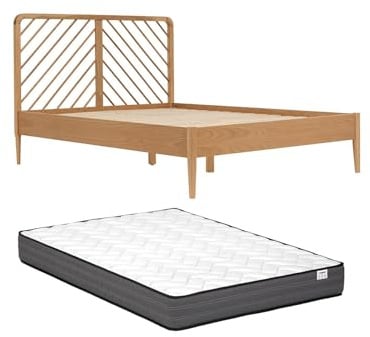 Vente-unique-Bett 140 x 200 cm + Matratze - Eiche und MDF - Natur- LERIAKI