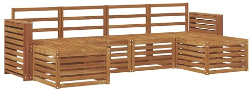 vidaXL 8-teiliges Sofaset, natürliches Akazienholz, massiv, modernes Sofa für Garten und Terrasse, modernes Set, Holzmöbel, Akazien-Kollektion