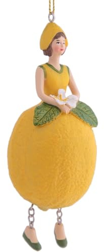 Home of Christmas Deko-Figur Blumenmädchen zum Hängen – Handbemalte Blumenelfe aus Polyresin, Bezauberndes Blumenkind im Blütenkleid für Frühlings- & Sommerdeko (Zitrone 12 cm)
