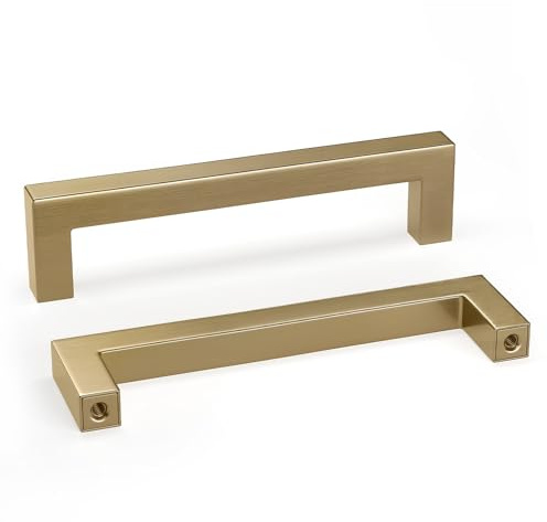 Goldenwarm 6 Stück Schrankgriffe Champagner Gold Griffe 128mm Lochabstand,Möbelgriffe Griffe für Küchenschränke Küchengriffe Schubladengriffe