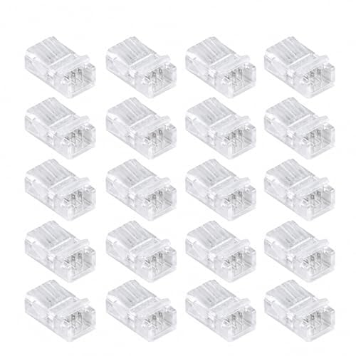 Jecdfs 20 Stück LED Verbinder 3 Polig 10 mm, Lötenfreie LED Streifen Verbinder für SMD 5050 3528 Einfarbige LED Bänder 5V 12V 24V, Schnellverbinder mit Montagewerkzeug für LED Strips