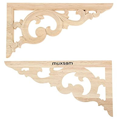 MUXSAM 2pcs Europäische Schnitzereien Massivhol-Schnitzereien für Fernsehmöbelfüße Holzmöbelfüße Tischbeine Bettbeine Sofabeine,21 * 11cm