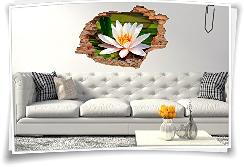 3D Wanddurchbruch Wandbild Wandaufkleber Wellness Seerose Bambus Enspannung Bad, 150x100cm
