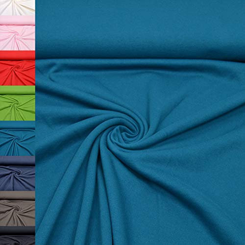 MAGAM-Stoffe Ben Sweatstoff Uni innen Angeraut und weich Meterware ab 50cm (11. Petrol)