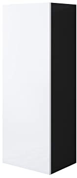 MB Muebles Bonitos, Armoire Mural Luke V1 pour Salon ou Salle à Manger Moderne, Meuble Modulaire en Mélamine Brillante, Couleur Noir et Blanc, 40x126x29 cm