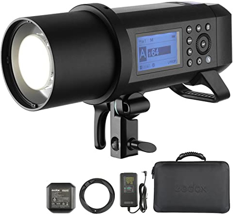 Godox AD400Pro All-in-One Blitzlicht für den Außenbereich, 400W 2,4 G TTL Tragbares Speedlite mit Akku und AC/DC-Stromversorgung mit Bowens Mount und Godox Mount