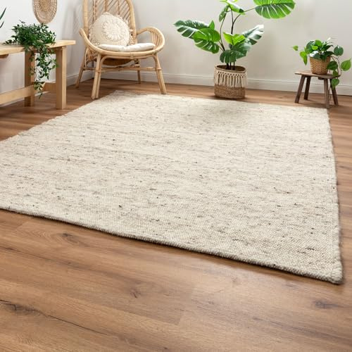 Steffensmeier Handwebteppich Korinth | Gesunder Wollteppich | Beste Schurwolle | Natur Dunkel, handgewebt, Größe: 240x290 cm