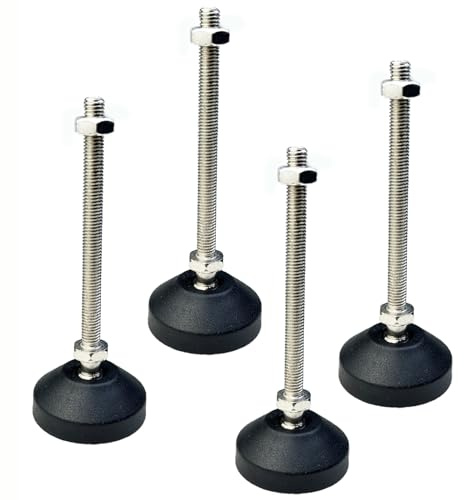 M MIMHHOY M8 x 4 inch Leveling Feet, Adjustable Furniture Levelers 4Pcs | Anti-Slip Rubber Base, Reduces Vibration & Noise, Levels Uneven Floors, For Furniture & Equipment